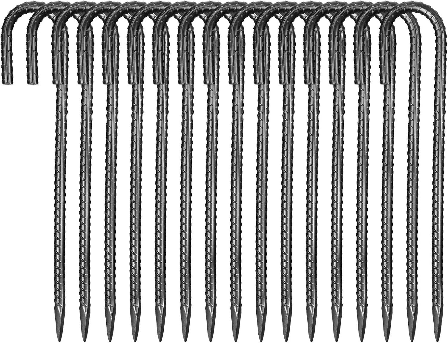VEVOR Rebar Stakes, 16-Inch, Heavy-Duty 0.4 in Diameter J Hook, Galvanized Steel Ground Anchors