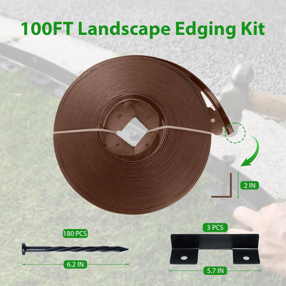 Garden Edging Border,Plastic Edging for Landscaping,Flower Bed, Paver and Lawn Edging Border