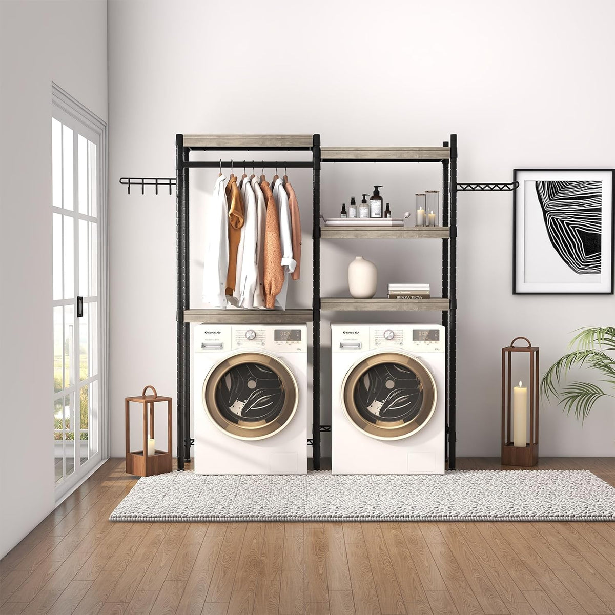 Double Row Over Washer and Dryer Storage Shelves, Laundry Room Organization and Storage, Heavy Duty
