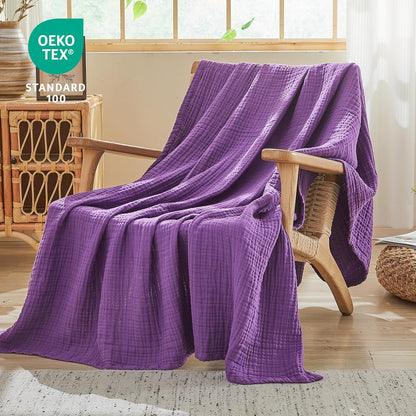 EMME Cotton Muslin Twin Blanket Breathable Gauze Blanket Soft Lightweight Blankets Adults Gifts for