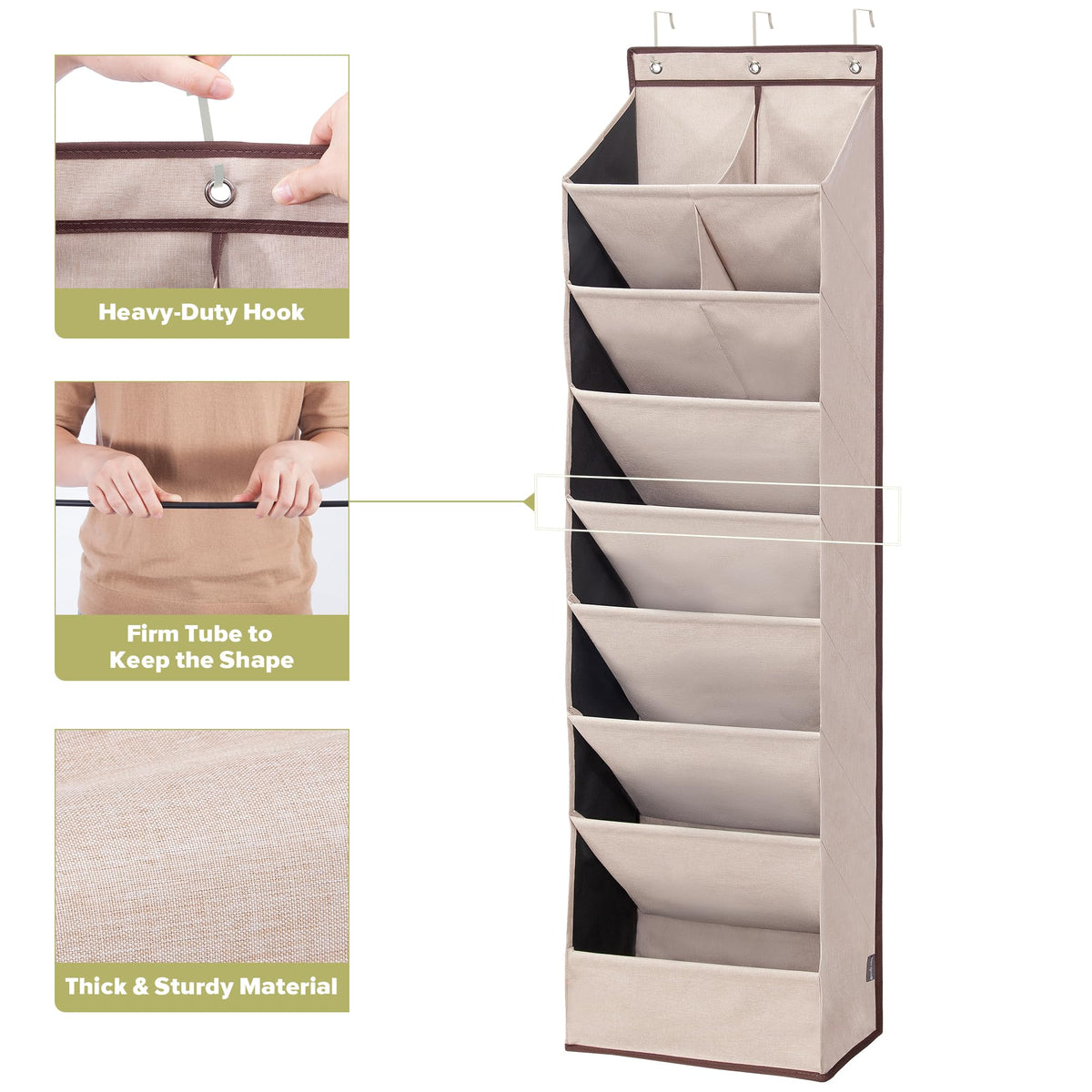4 Pack Shoe Organizer with 6 Extra Large Pockets and 4 Large Pocket, Over the Door Sturdy Closet