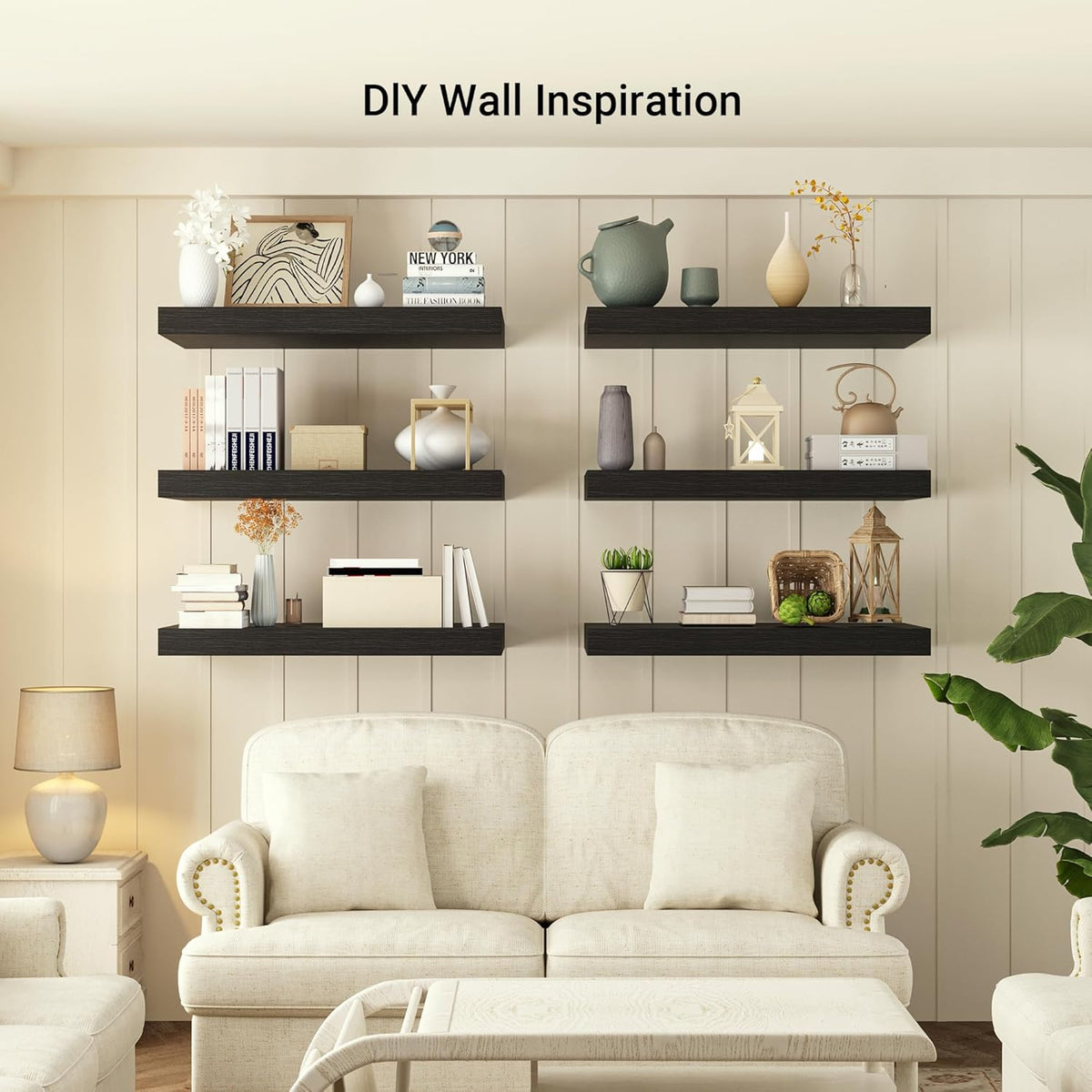 Heimlove 12" Deep Floating Shelves, 36 x 12 Inch Wall Mounted Long Floating Shelf with Invisible