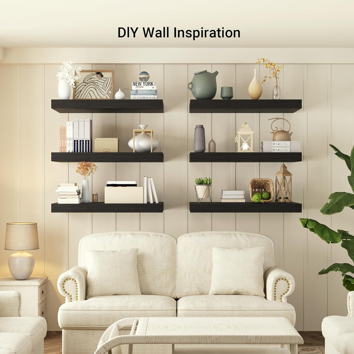 Heimlove 12 Inch Deep Floating Shelves, 55 x 12 inches Long Wall Shelf, Large Extra Display Shelf &