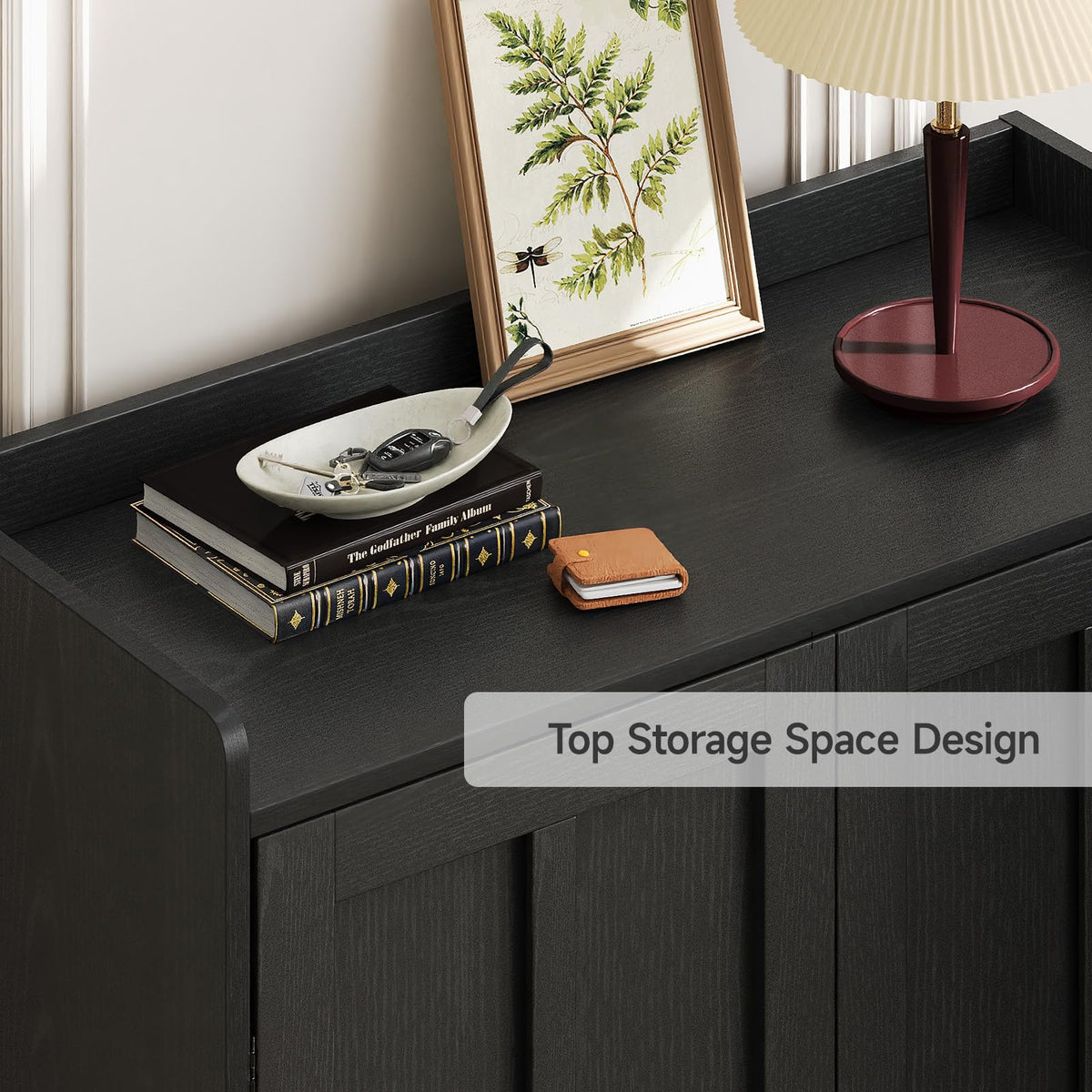 ComfyCorner Shoe Cabinet with Cross Molding Doors, 6-Tier Storage, Black
