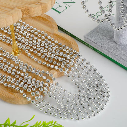 50PCS Bead Necklace, Silver Christmas Bead Stuff Party Favors, 33" Xmas Necklaces Women and Men