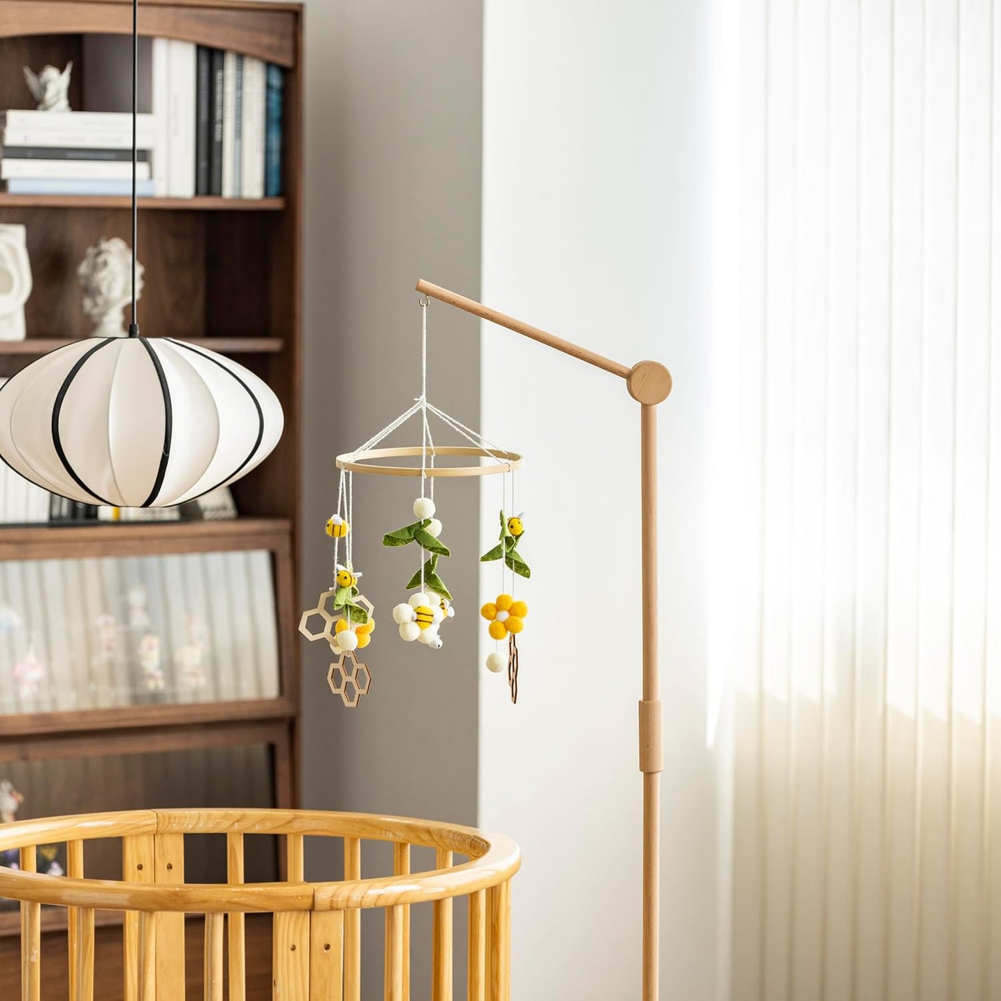 Crib Mobile Arm Wooden Floorstanding - 61 Inches Mobile Arm for Crib|Movable Baby Mobile