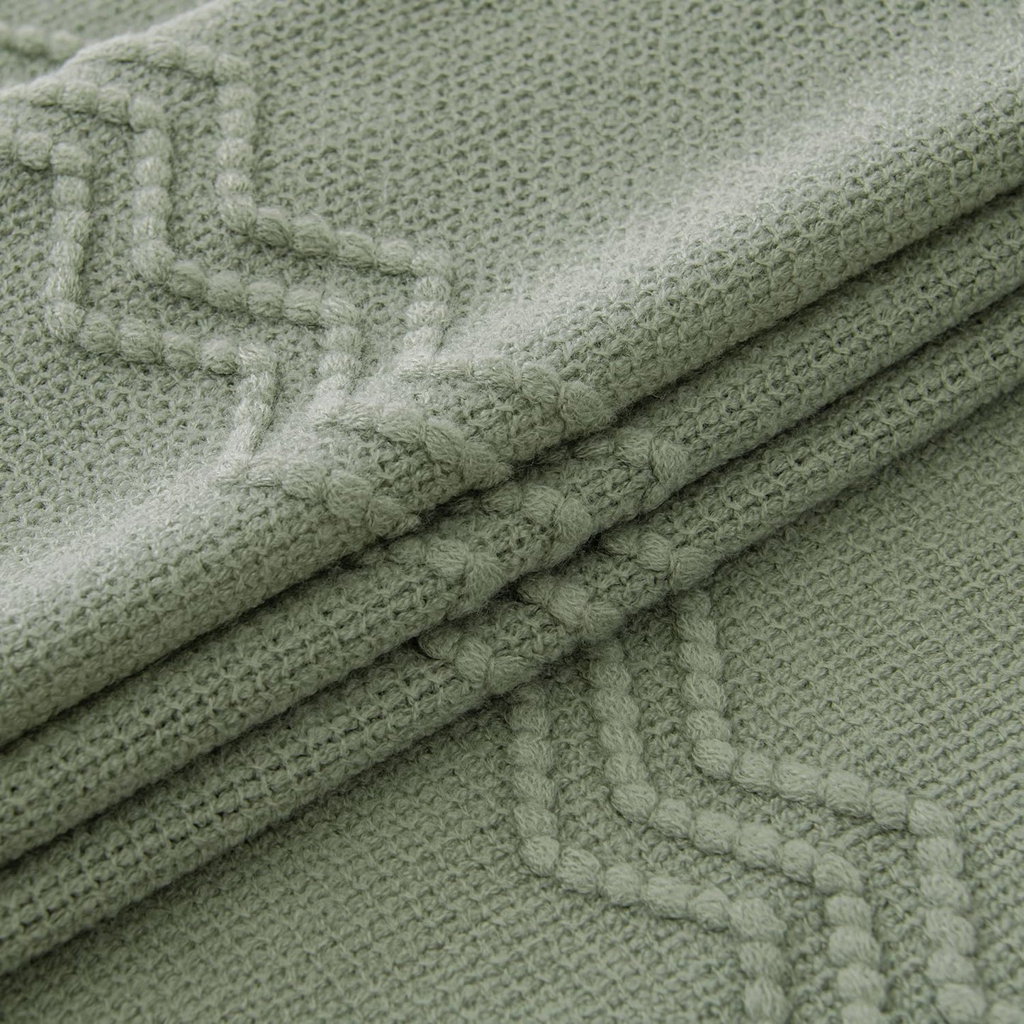 MIULEE Sage Knitted Throw Blanket for Couch Boho Green Textured Cozy Woven Decorative Farmhouse