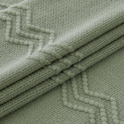 MIULEE Sage Knitted Throw Blanket for Couch Boho Green Textured Cozy Woven Decorative Farmhouse