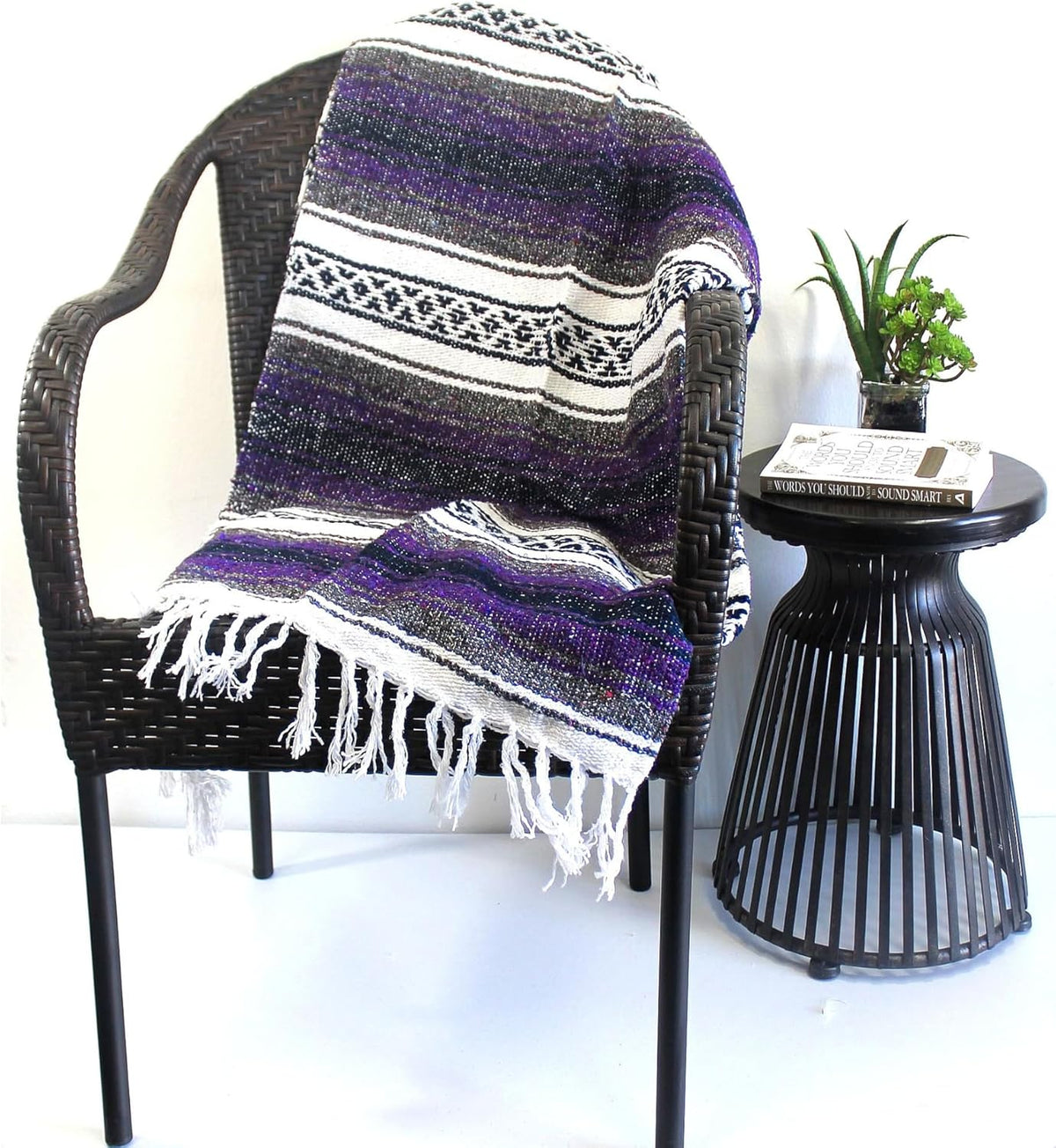 Del Mex Classic Mexican Blanket, Large Authentic Woven Falsa Throw (70"x50"), Artisan Southwest
