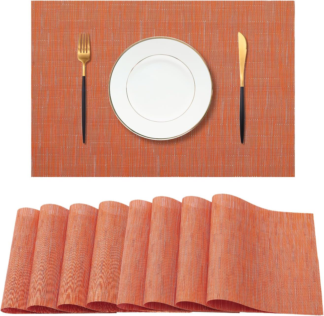 Leetaltree Orange Placemats Set of 8 - Heat Resistant Non-Slip Place mats for Dining Table