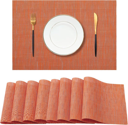 Leetaltree Orange Placemats Set of 8 - Heat Resistant Non-Slip Place mats for Dining Table