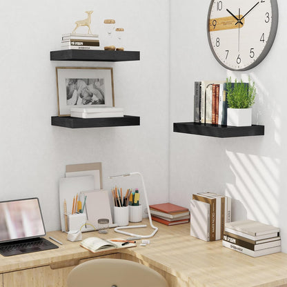 Fun Memories Black Floating Shelves for Wall - 10 x 16 Floating Shelf - Rustic Wood Storage Shelf