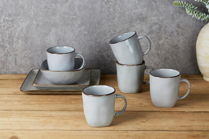 famiware Coffee Mugs Set of 4, Ocean Square 13oz Coffee Cup Set with Handle for Cocoa, Milk, Hot