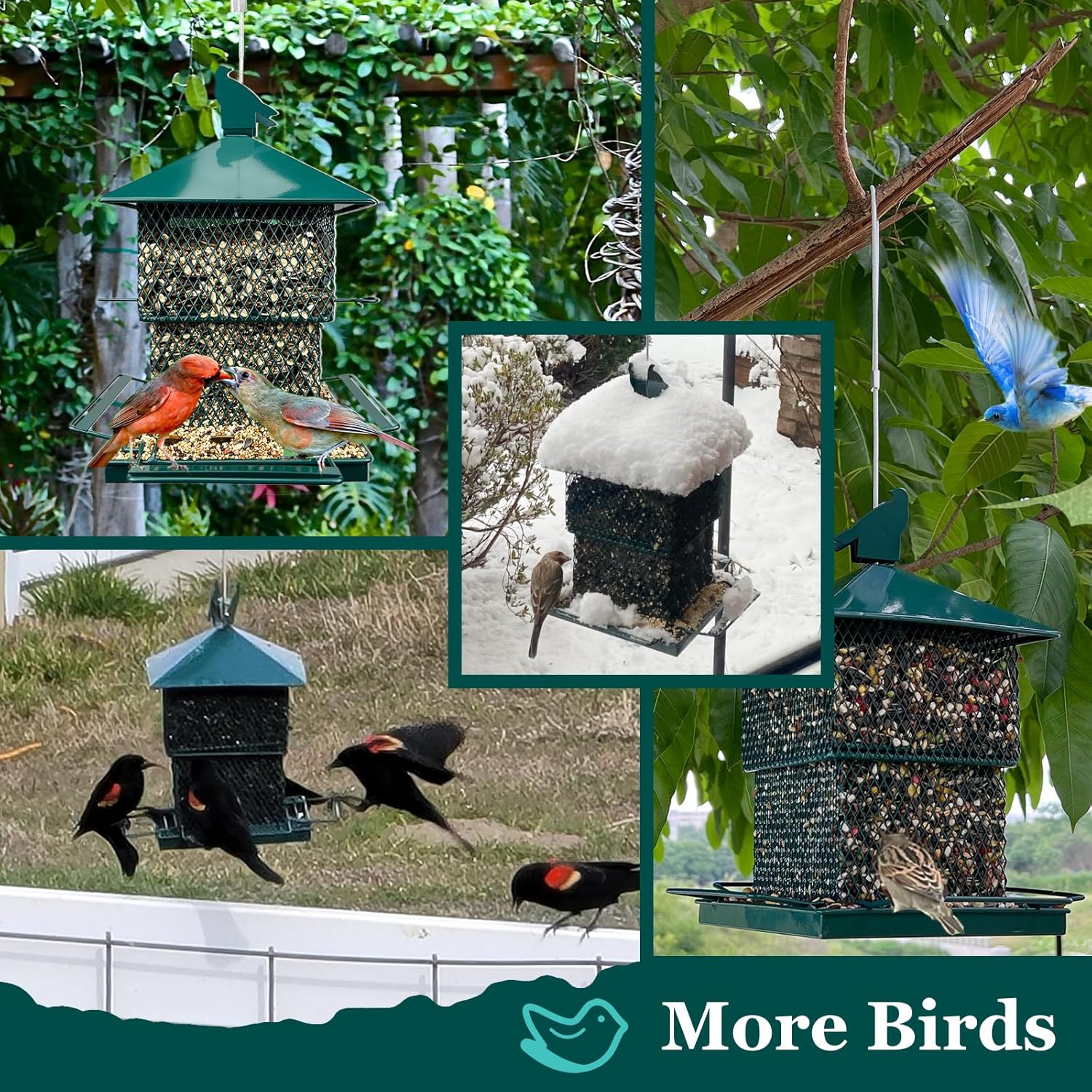 Bird Feeders for Outdoors, 6.5lb Large Capacity, Heavy Duty Metal Bird Feeder, Supports Cardinal