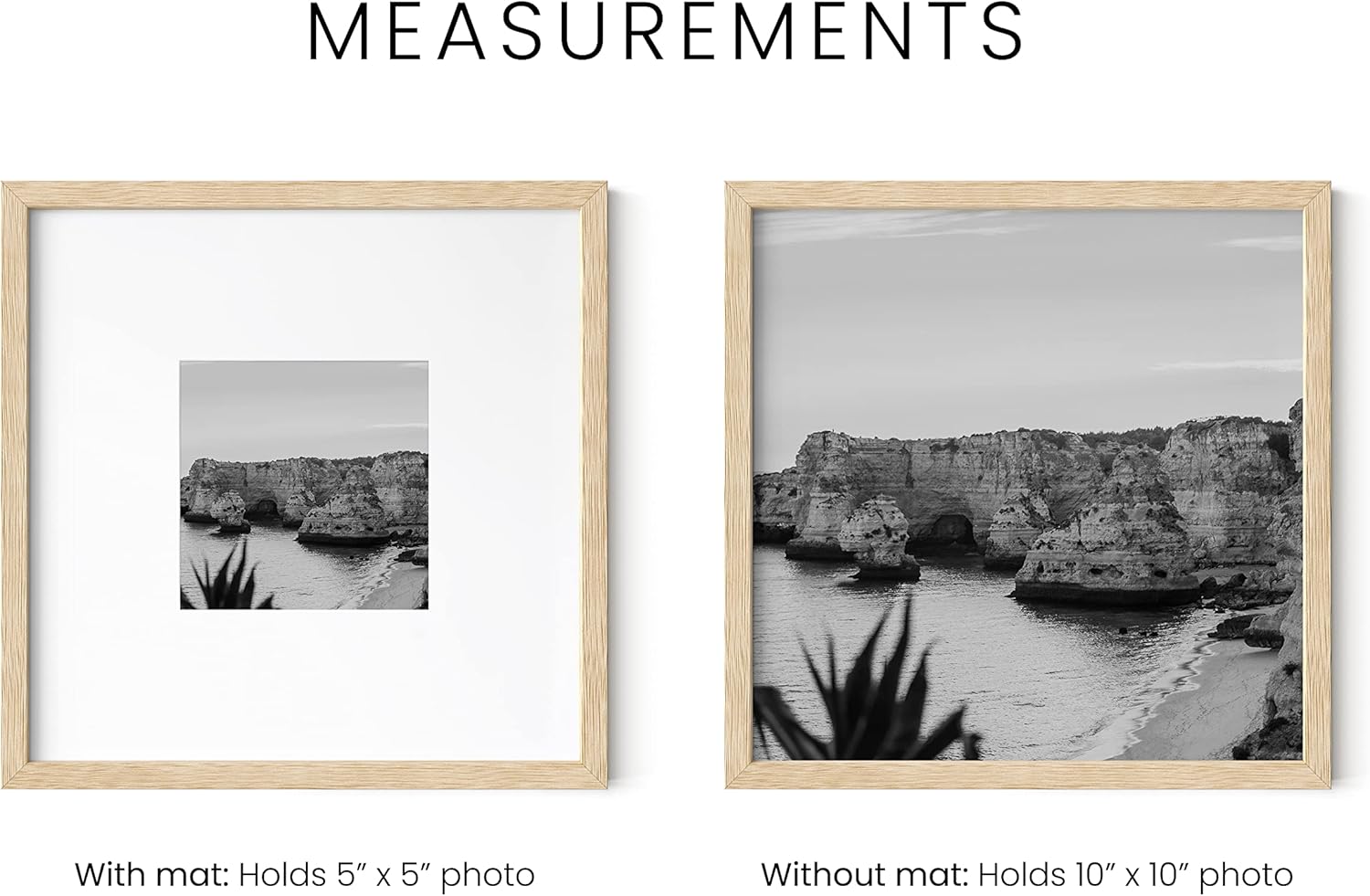 HAUS AND HUES Solid Oak Wood 10”x10”Picture Frames Matted to 5”x5” Set of 4-10x10 Photo Frame Set