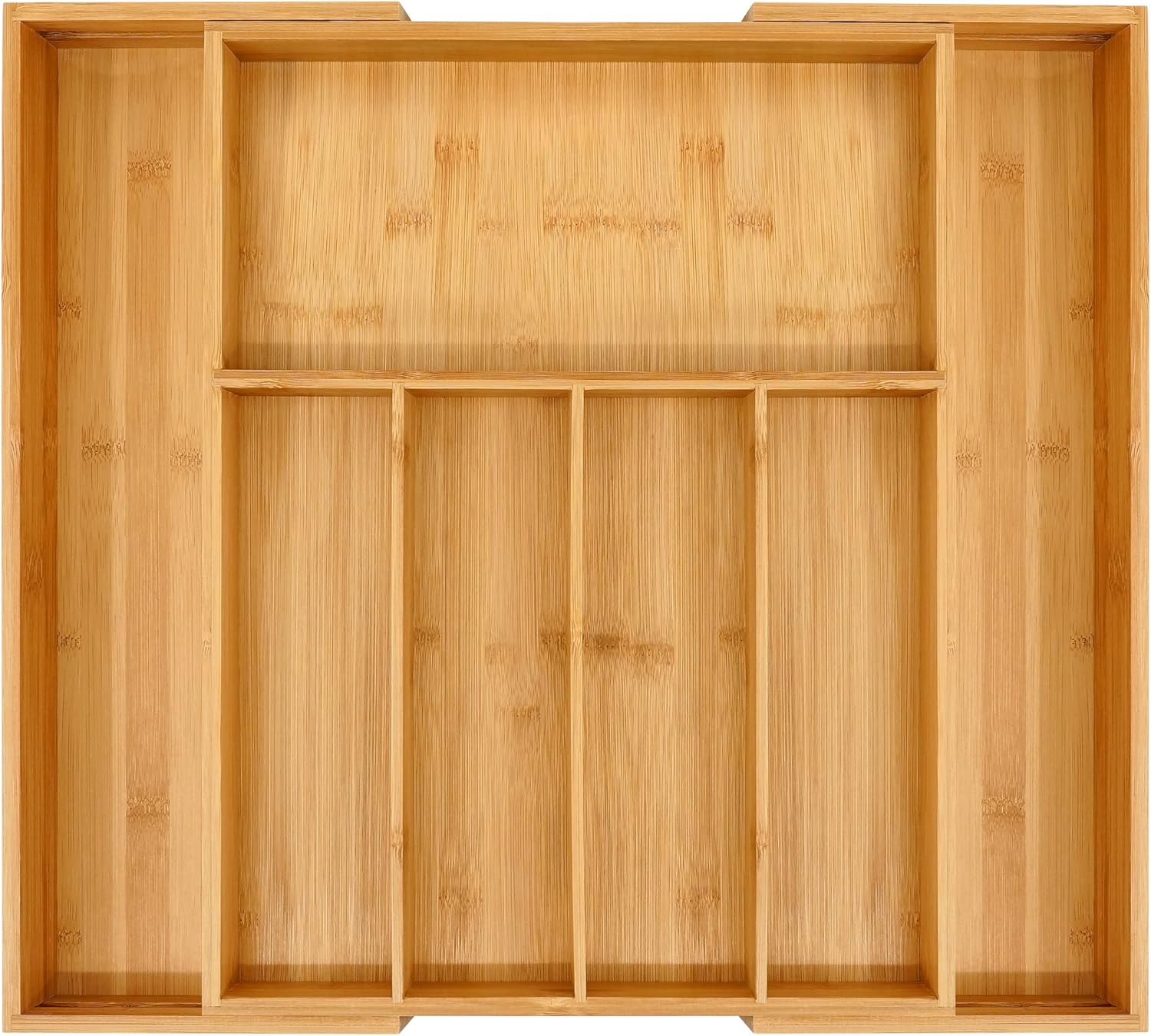 VaeFae Premium Bamboo Drawer Organizer, Expandable Silverware Drawer Organizer, Cutlery Tray with