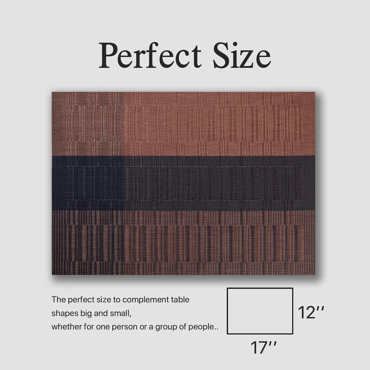 Placemats Set of 8 - Easy Clean Woven Vinyl Placemats for Dining Table, Indoor/Outdoor Place Mats