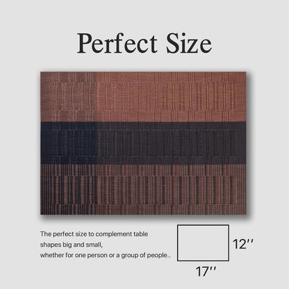 Placemats Set of 8 - Easy Clean Woven Vinyl Placemats for Dining Table, Indoor/Outdoor Place Mats