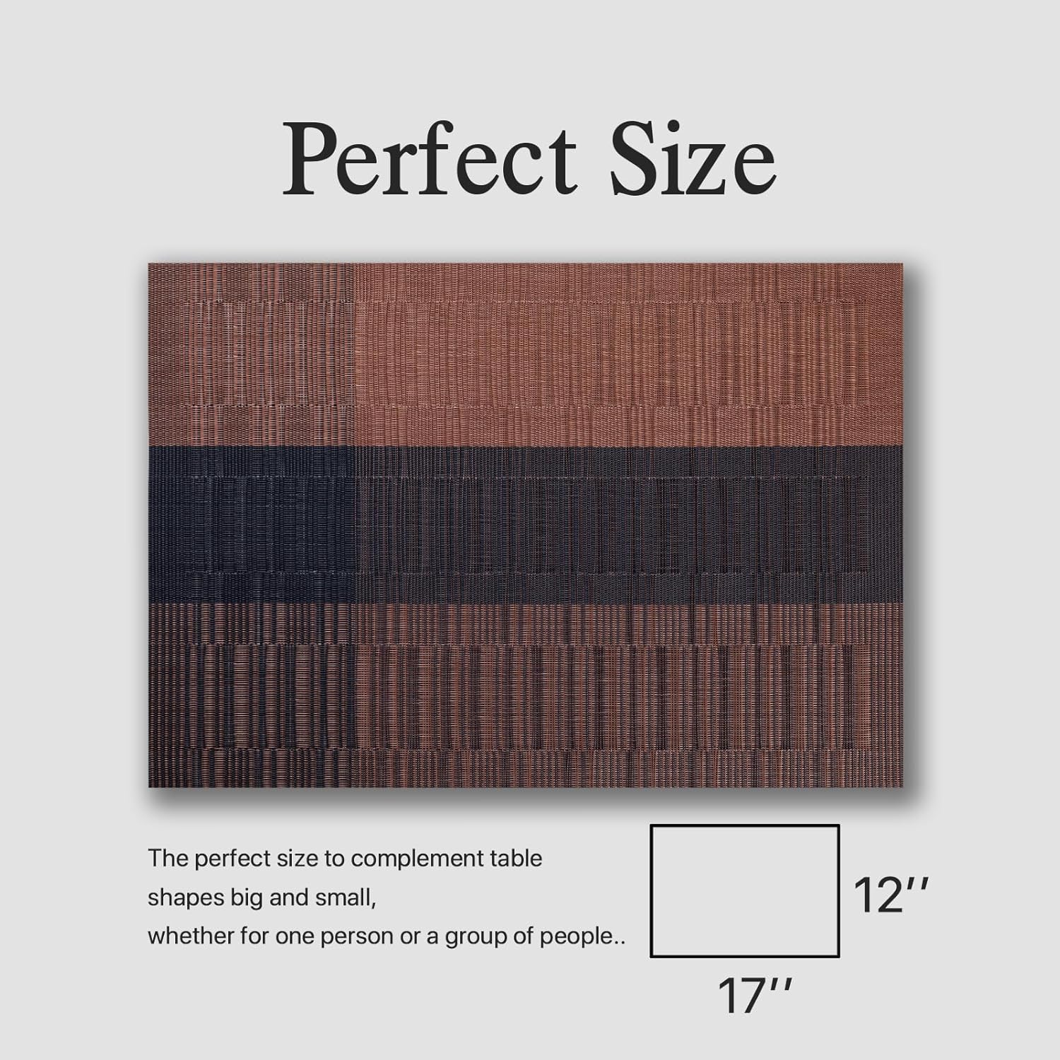 Placemats Set of 6 - Easy Clean Woven Vinyl Placemats for Dining Table, Indoor/Outdoor Place Mats