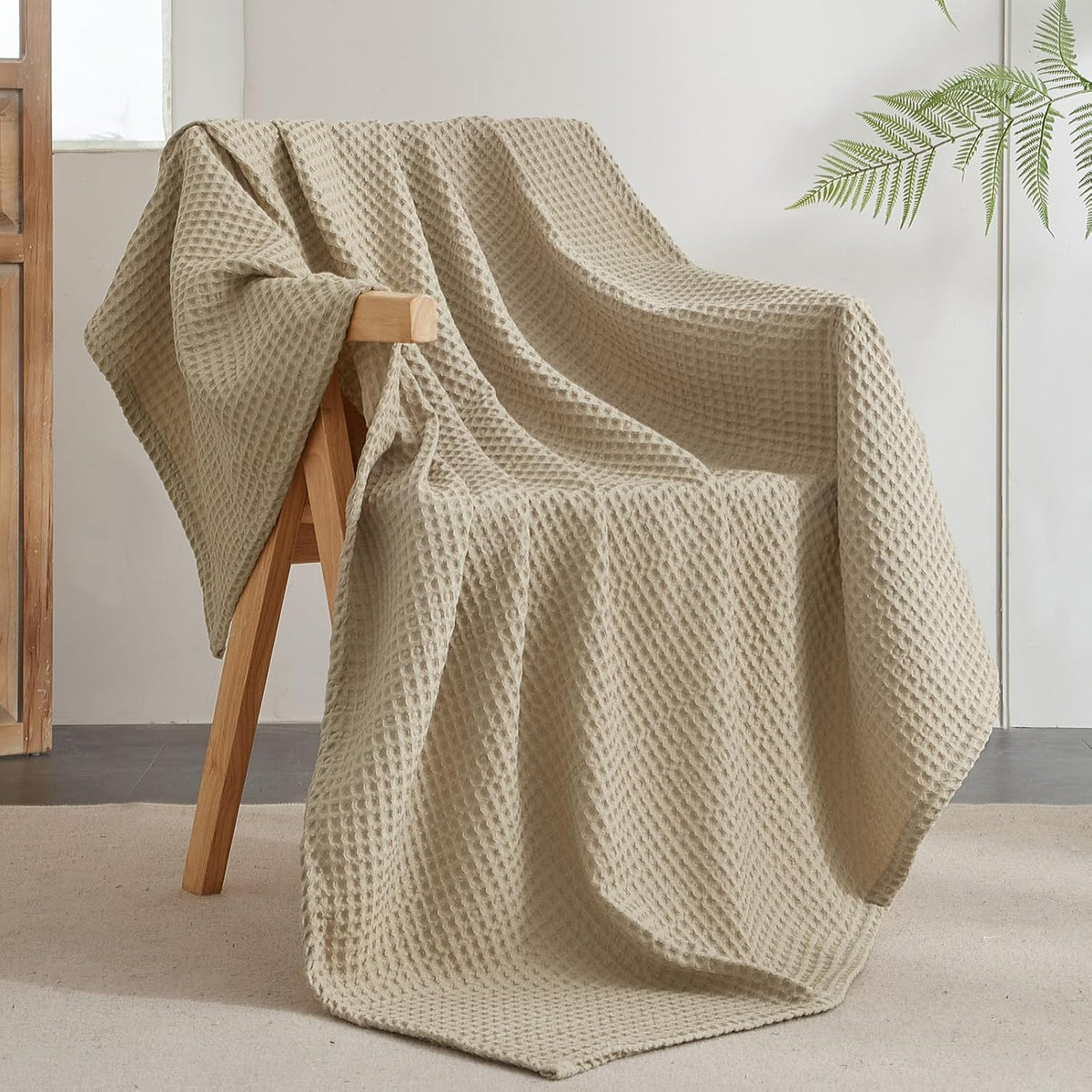 PHF Ultra Soft Waffle Weave Throw Blanket 50"x 60"- Washed Lightweight Breathable Cozy Woven