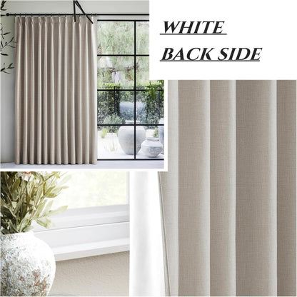Custom Curtains 78 Inches Long for Bedroom Windows,Pinch Pleated Blackout Natural Linen Farmhouse