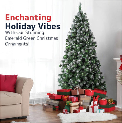 Prextex Christmas Tree Ornaments - Emerald Green Christmas Ball Ornaments Set for Christmas