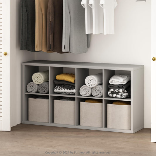 Furinno Cubic Extra Thick 8-Cube Closet Organizers and Storage, Light Grey