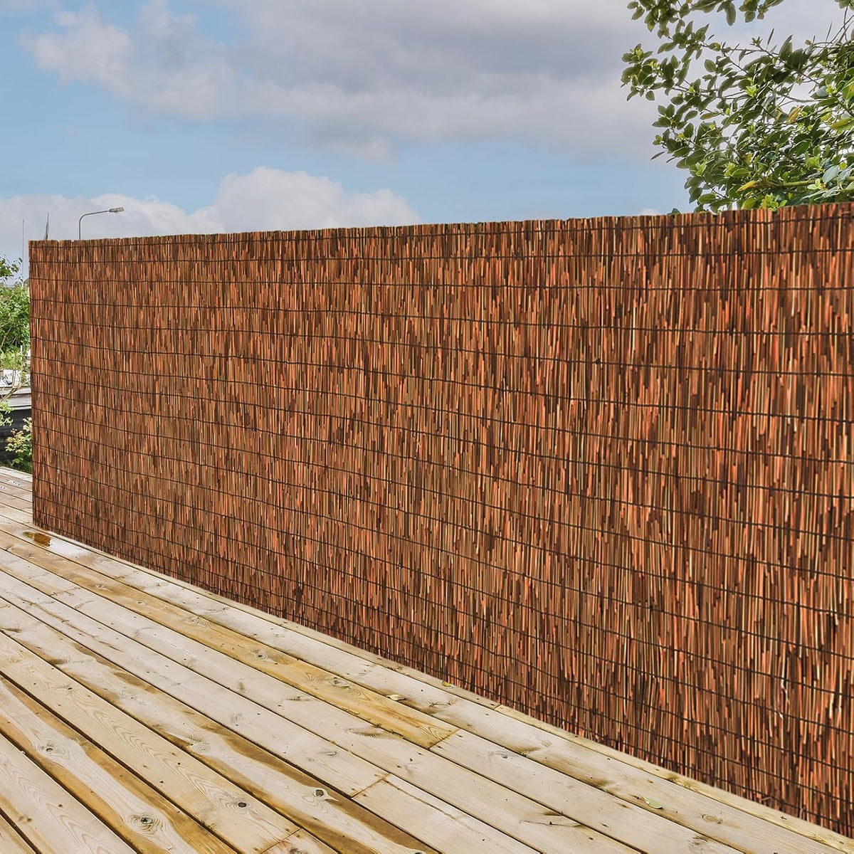 Brown 2 Pack 3.3FT X 16.4FT Reed Fencing Roll, Balcony Privacy Shade Reed Bamboo Fencing Garden