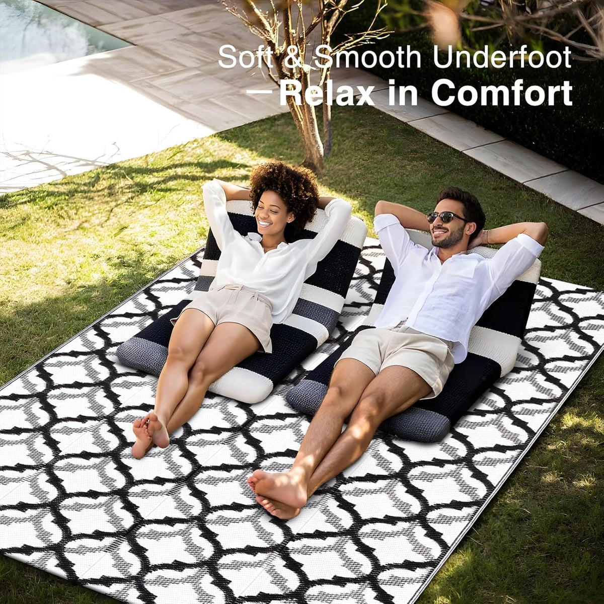 OLANLY Reversible Outdoor Rug 5x8 ft Clearance, Waterproof Outdoor Plastic Straw Rug with