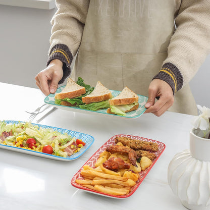 Selamica Ceramic Serving Platters, 12 Inch Serving Trays for Party Entertaining, Large Rectangular