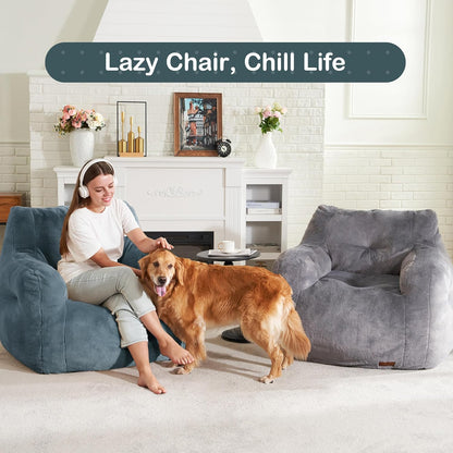 Hobestluk Bean Bag Chair for Adult Small Bean Bag Chairs with Arms Furry Beanbag Chair with Foam
