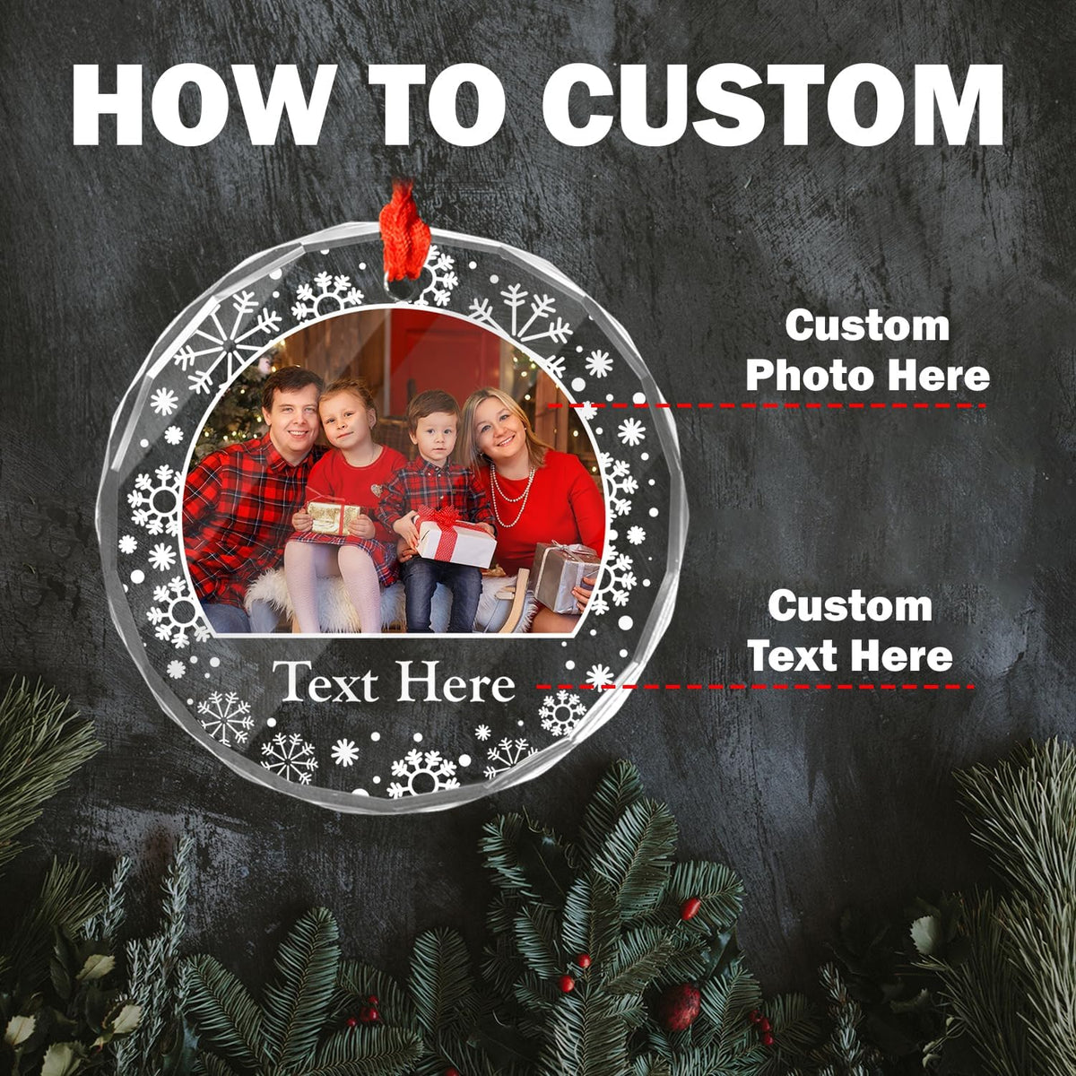Personalized Photo Crystal Ornaments, Custom Glass with Picture for Christmas, Customized Crystal