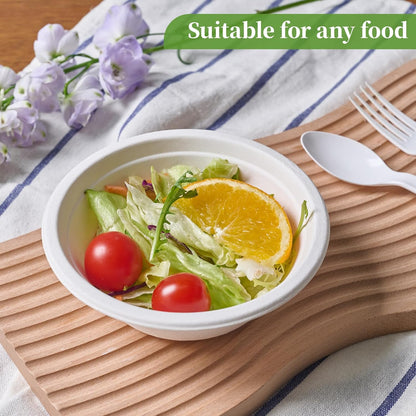 ECOLipak 150 Pack 12 oz Paper Bowls Disposable, Heavy-Duty Biodegradable Compostable Bowls Made of