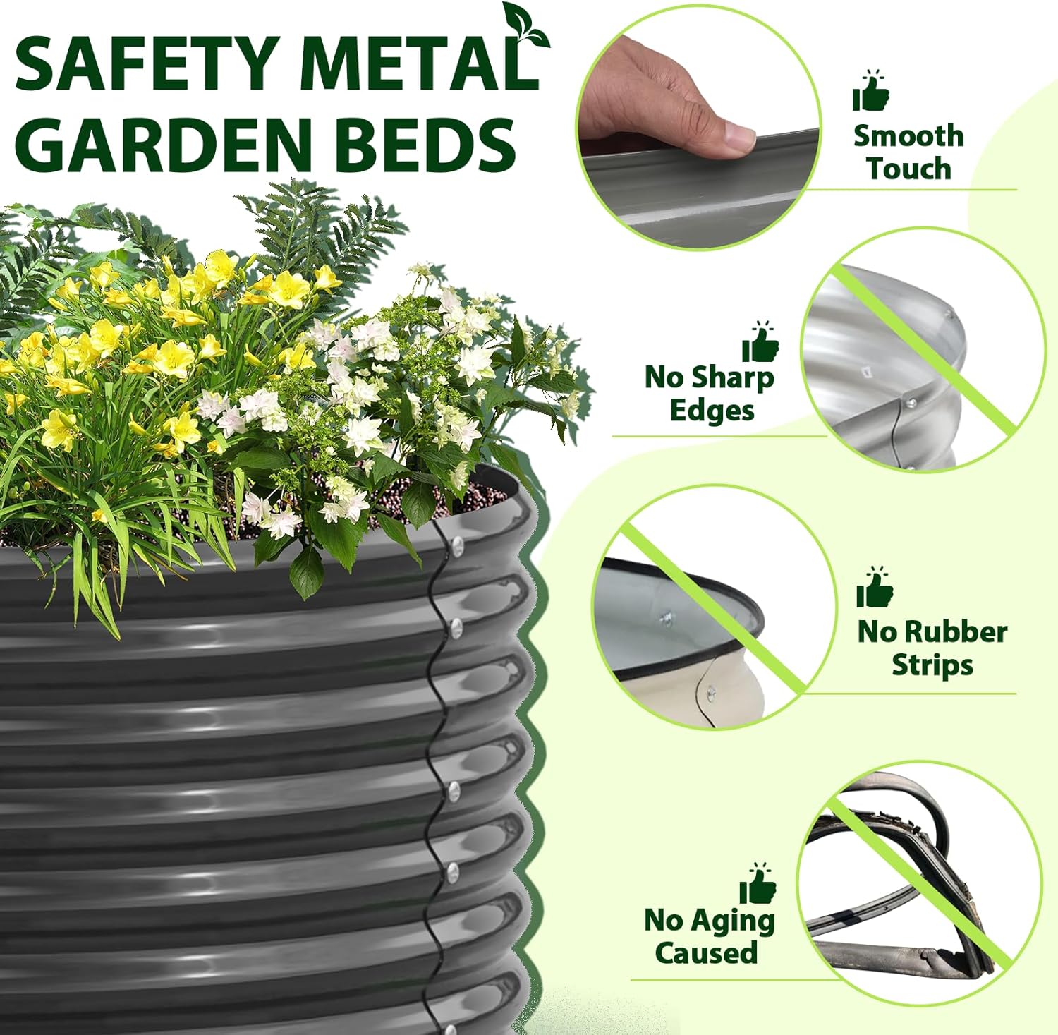 A ANLEOLIFE 6X3X2 ft Galvanized Raised Garden Beds Outdoor-2 Pack, Oval Large Metal Deep Root