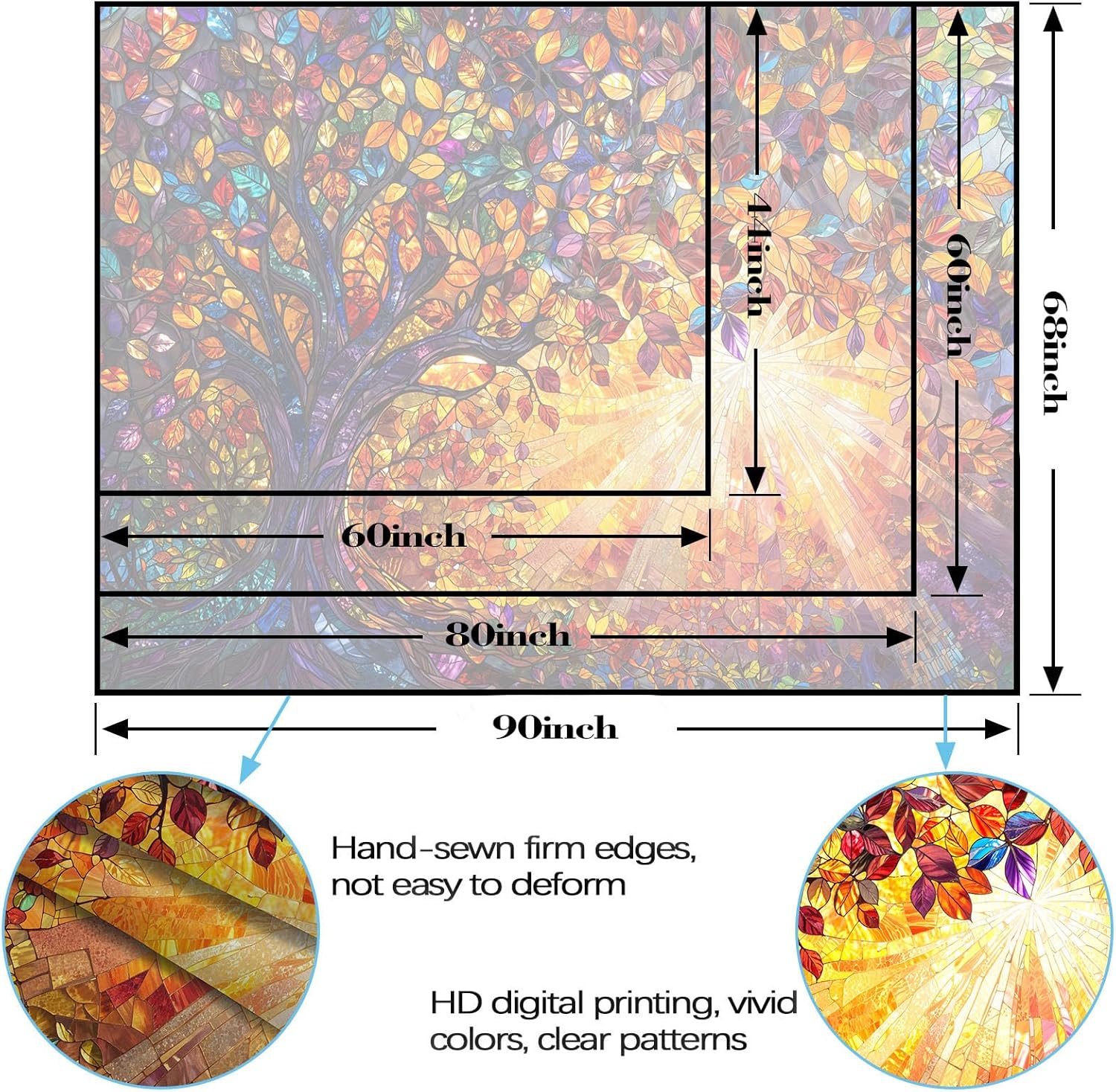 Lunerfex Tree of Life Tapestry Stained Glass Tapestry Wall Decor Tapestries for Bedroom Art