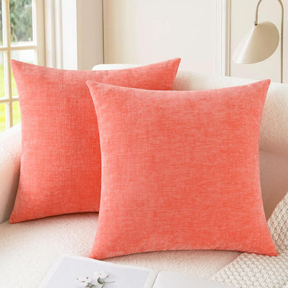 CaliTime Throw Pillow Covers Decorative 26 X 26 Inches Pack of 2 Cozy Chenille Cushion Cases for