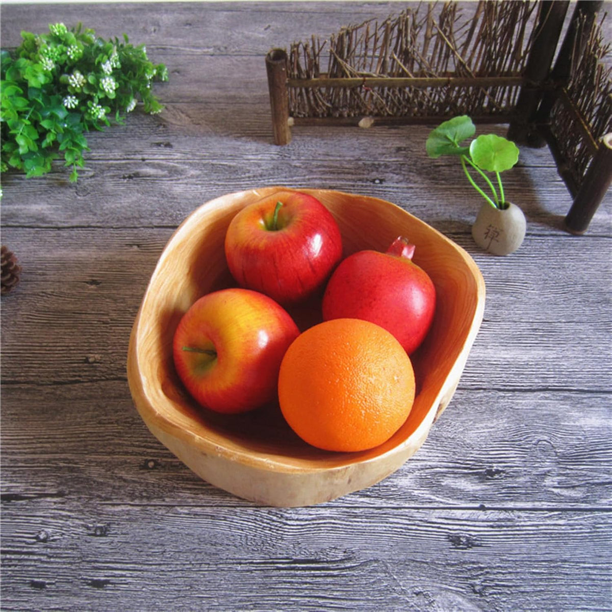 Wooden Bowl Decorative Natural Wood Fruit Bowl, Irregular Creative Wood Bowls, Rustic Hand Carved