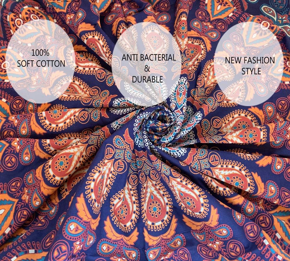 raajsee Blue Orange Tapestry Mandala Wall Hanging- Wall Tapestries For Bedroom - Aesthetic
