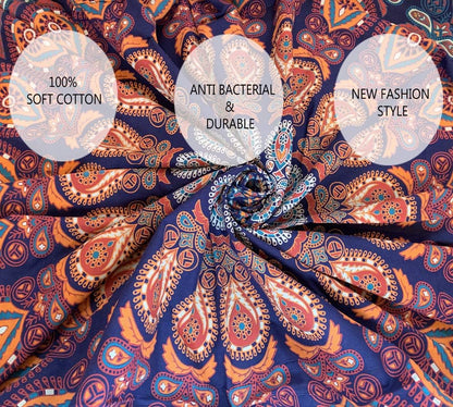 raajsee Blue Orange Tapestry Mandala Wall Hanging- Wall Tapestries For Bedroom - Aesthetic