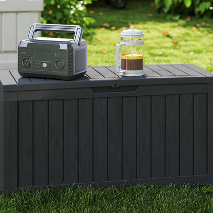 80 Gallon Outdoor Storage Box with Wheels, Waterproof Lockable Resin Deck Box Patio Storage Bin for