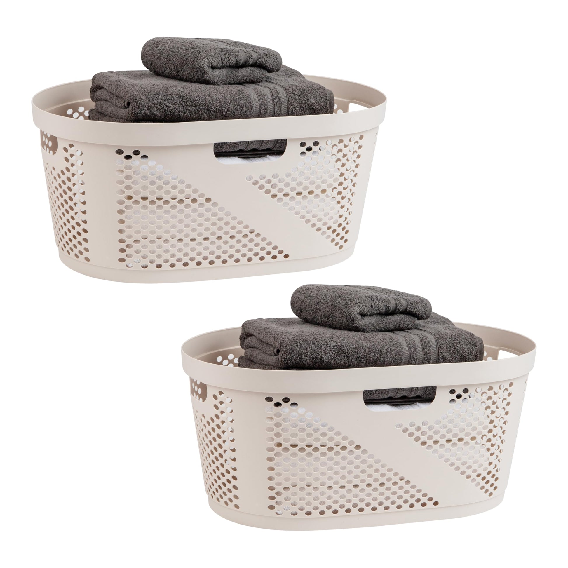 Mind Reader 40L Ventilated Laundry Baskets, Lightweight Clothes Hamper with Cutout Handles for