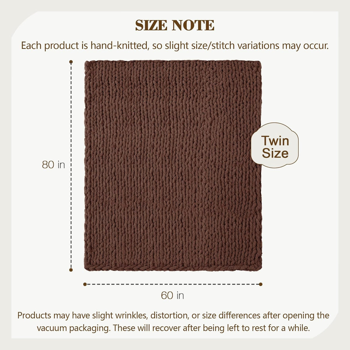 Carriediosa Chunky Knit Throw Blanket 60" X 80" Twin, 100% Hand Made Large Chenille Loop Yarn Soft