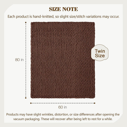 Carriediosa Chunky Knit Throw Blanket 60" X 80" Twin, 100% Hand Made Large Chenille Loop Yarn Soft