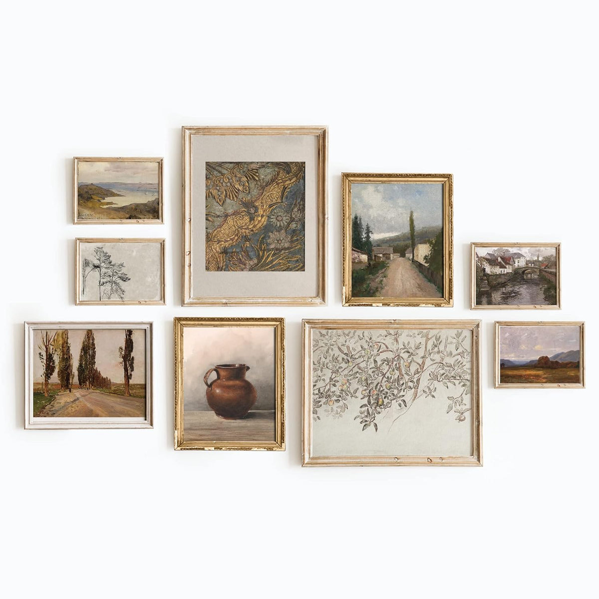 Set 9 Vintage Wall Decor French Country Gallery Wall Art - Vintage Art Wall Decor, Sketch Poster