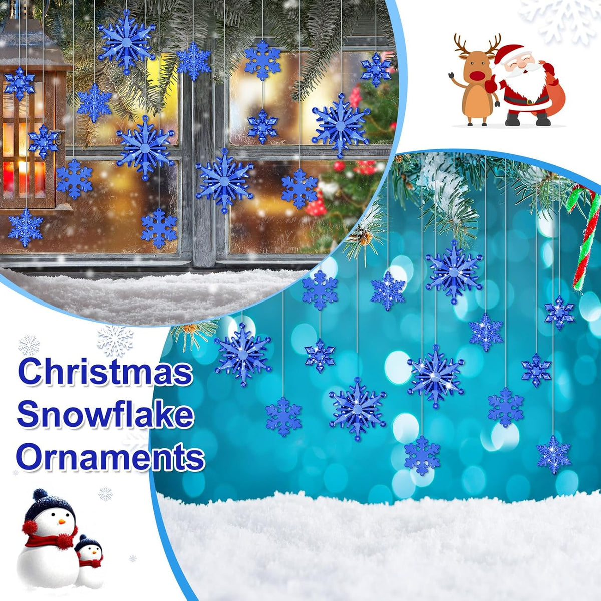 Dilunave 40 Pieces Christmas Snowflake Ornaments Acrylic Christmas Tree Decorations Crystal