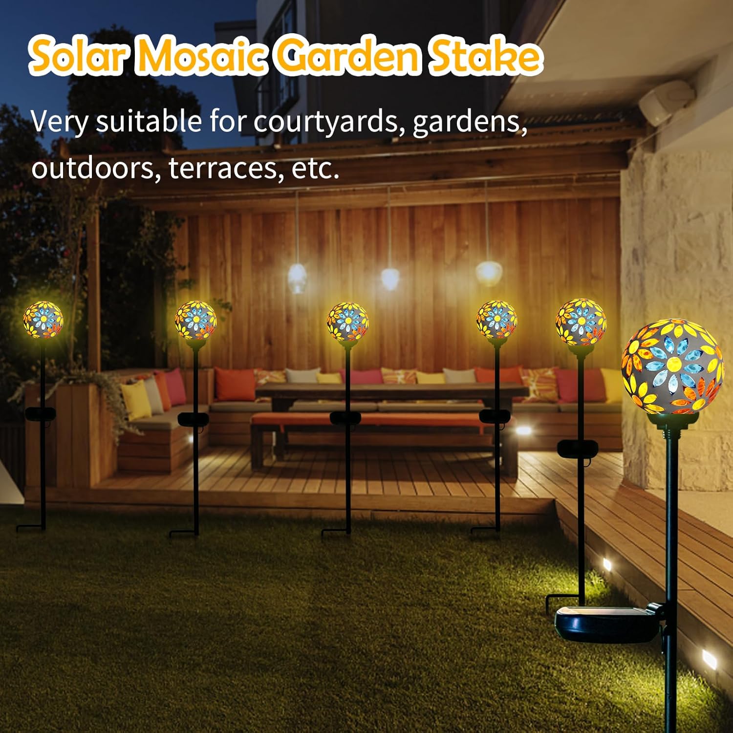 Afirst Solar Lights Outdoor Decorative - Solar Gazing Ball Mosaic Garden Stakes Flower Decorative