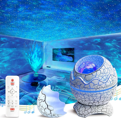 XQBX Dinosaur Egg Galaxy Projector an Aurora Projector with Bluetooth Speaker and White Noise Sound