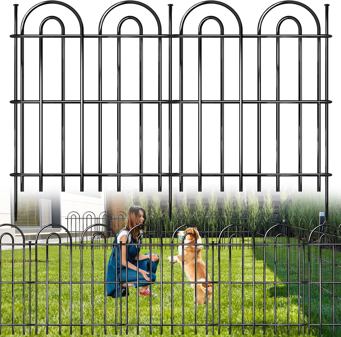 25 Panels Decorative Garden Fence, 32 in(H) X 50 ft(L) No Dig Dog Fence Outdoor for Yard, Rustproof