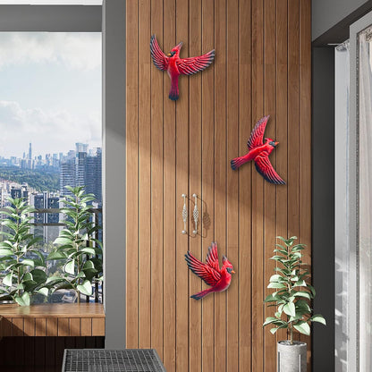 J-Fly Metal Red Bird Wall Decoration Bird Wall Hanging Decor Outdoor Metal Wall Art Cardinal