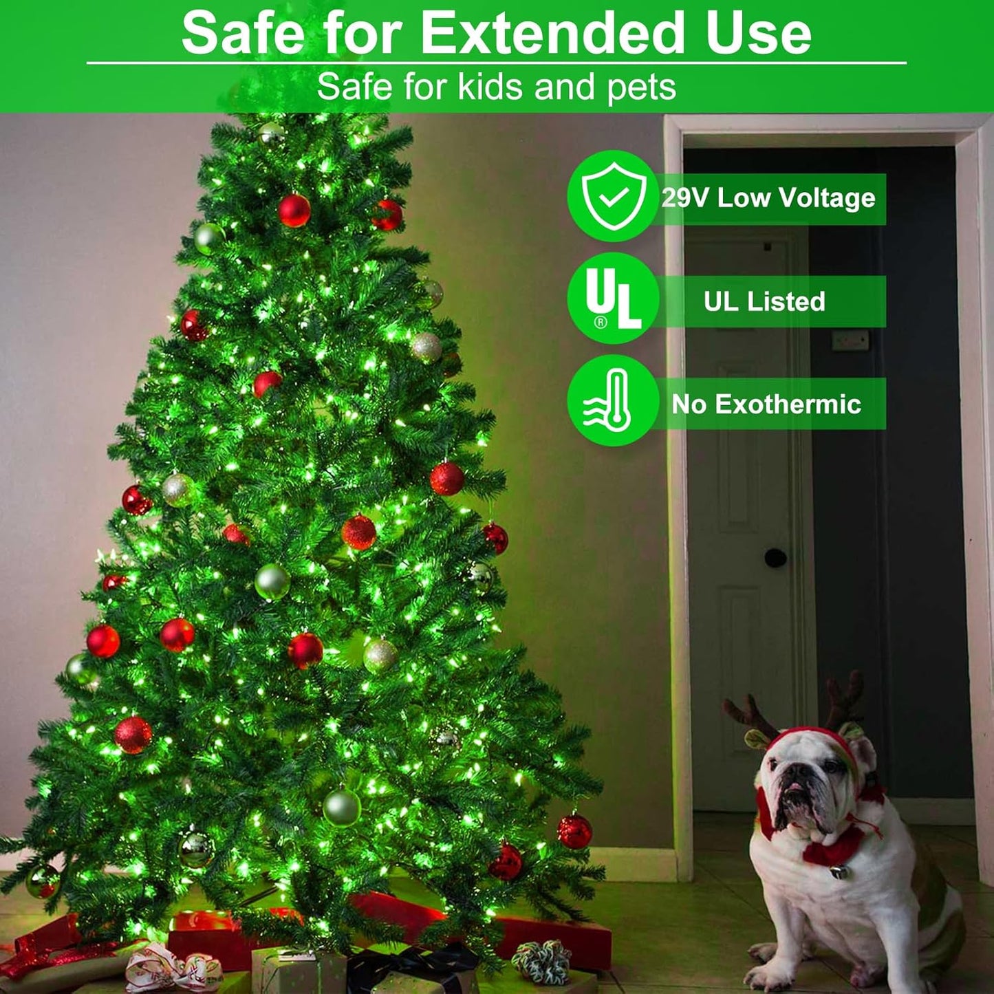 2 Pack Christmas Lights Outdoor, Total 200FT 600LED String Lights for Outside with 8 Modes